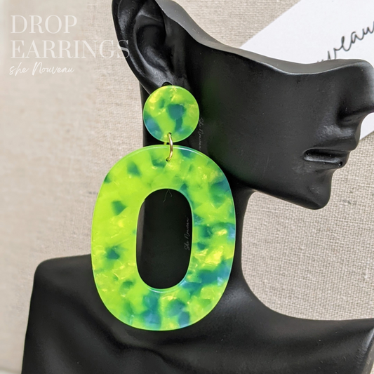 big lime green earrings