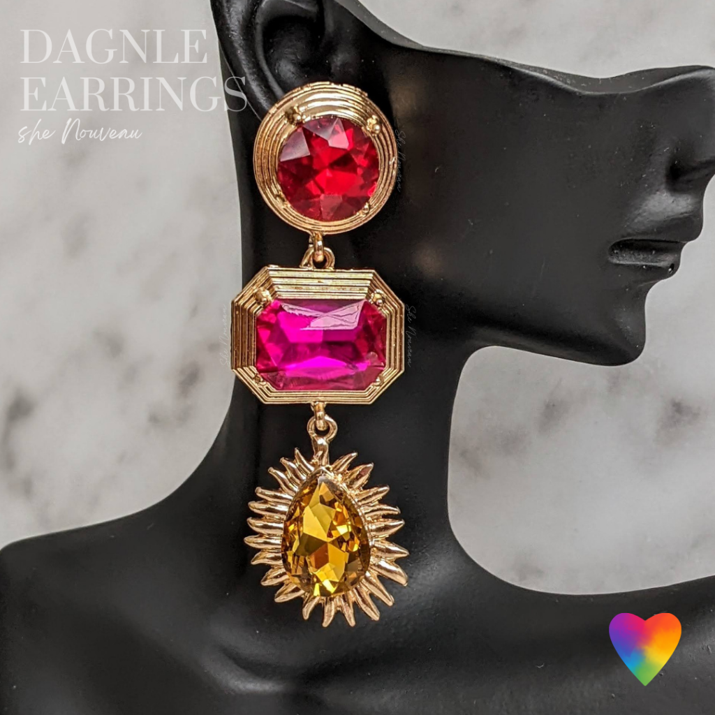 red pink yellow earrings