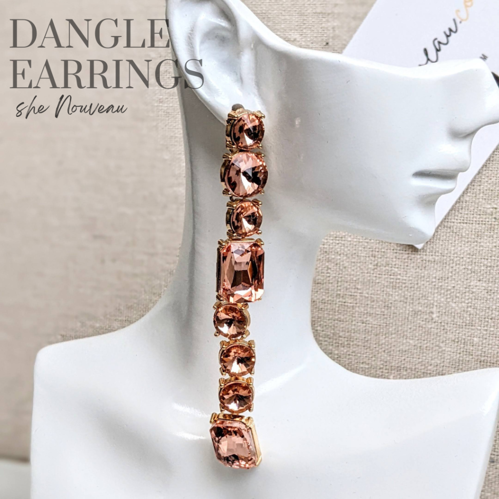 long peach dangle earring