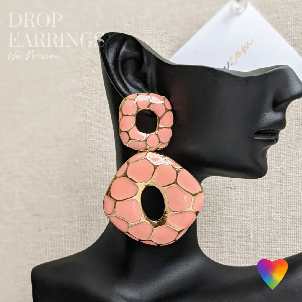peach and gold drop earrings